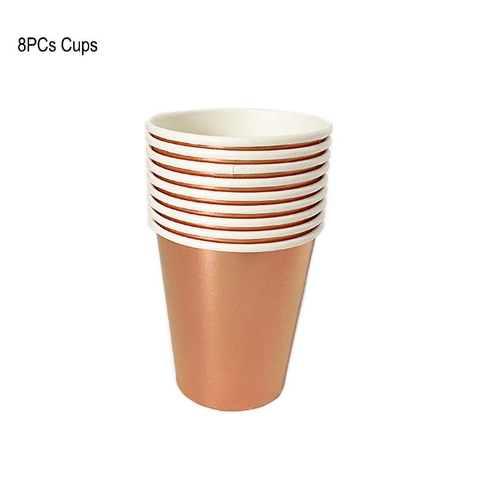 Anyparty Disposable Cups 8Pcs Rose Gold Latex Tableware