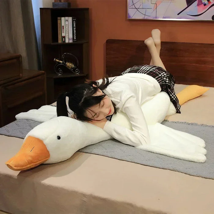 Anyhouz Side Sleep Body Pillow Cute Huge White Goose Stuffed Animal Sleeping Pillow 130CM