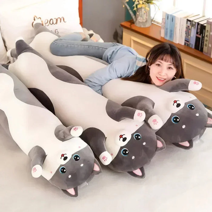 Anyhouz Side Sleeping Body Pillow Gray Lovely Husky Bed Sofa Long Pillow for Children and Adult 130CM