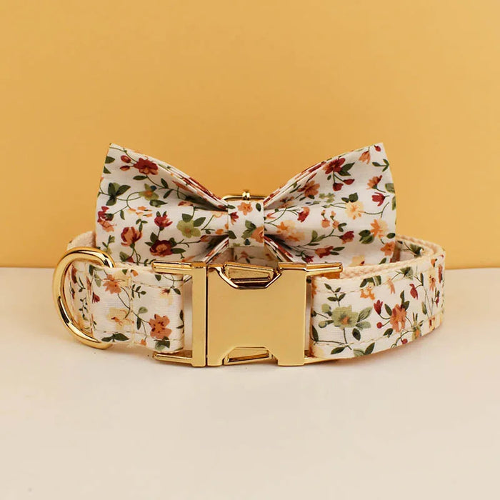 Anywags Pet Bow Collar White Floral Stylish Accessory with Safety Buckle Durable Strap