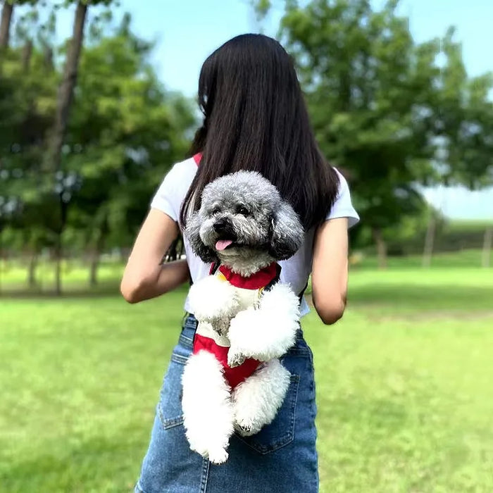 Anywags Pet Carrier Red Dark Blue XXL Denim Breathable Travel Backpack for Large XXL Pets with Pockets for Carrying Supplies