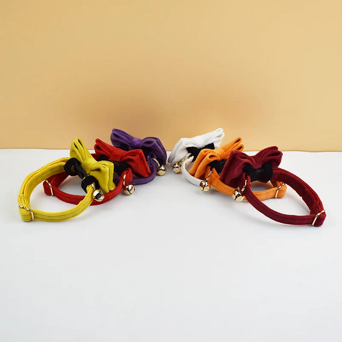 AnyWags Cat Collar Burgandy Bow Small with Safety Buckle, Bell, and Durable Strap Stylish and Comfortable Pet Accessor