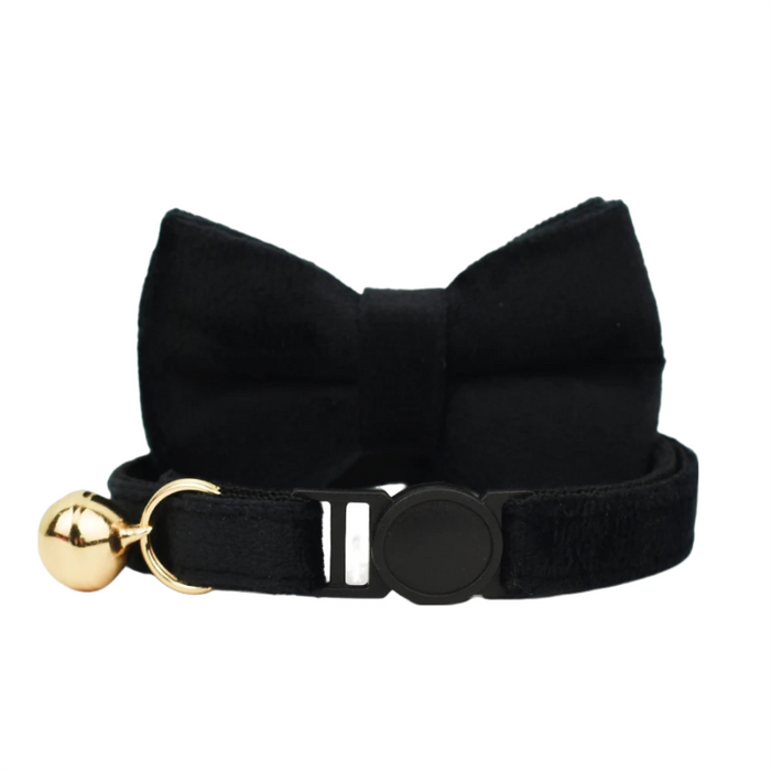 AnyWags Cat Collar Black Bow Large with Safety Buckle, Bell, and Durable Strap Stylish and Comfortable Pet Accessory