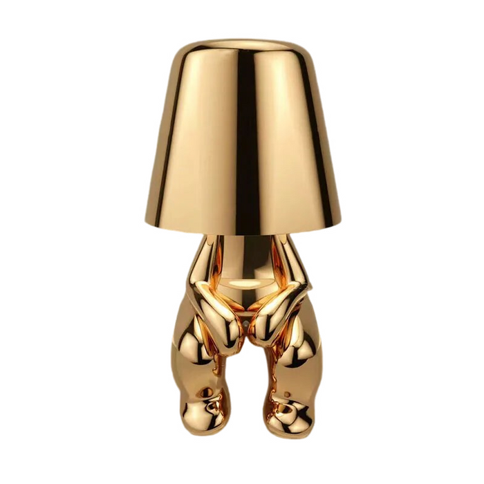 Anyhouz Hotel Lightning Lamp Rechargeable Gold Little Man Sitting Position Table Lamps Touch Switch Decoration Led Night Light