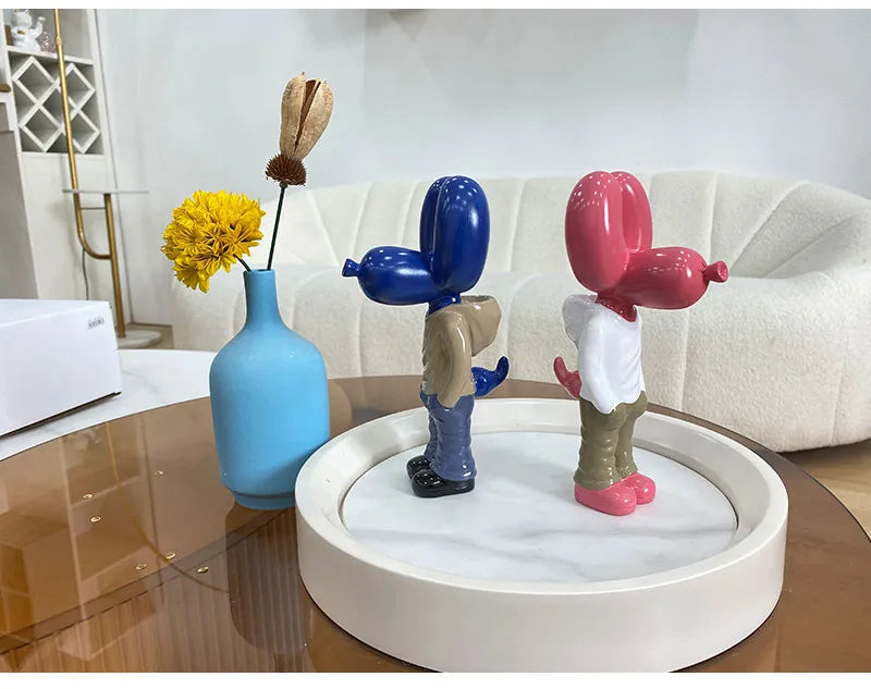 Anyhouz Home Figurine Balloon Dog Statue Red 7inch Street Art Resin for Living Room Desktop Decoration Accessories Gifts