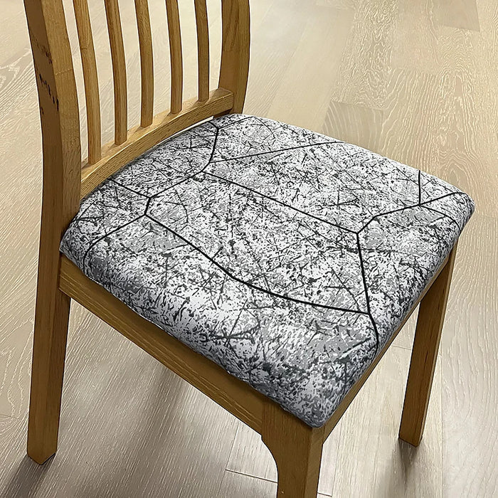 Anyhouz Chair Cover Dark Gray Crack Stone Print Stretch Seat Cover for Home Dinning Kitchen Washable Removable