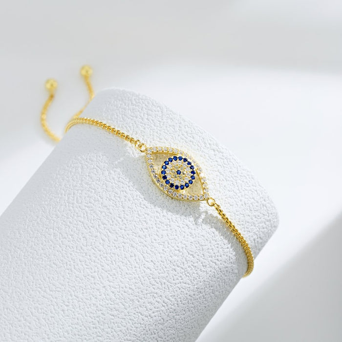 Anyco Bracelet Gold Plated Pulsera Adjustable Para Mujer Blue Eyes Bracelet Zircon Adjustable Bracelets For Women