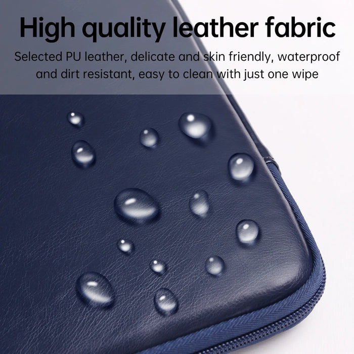 Anypack Laptop Handbag Navy Blue Vegan Leather Sleek Protector Durable Lightweight For Travel And Work