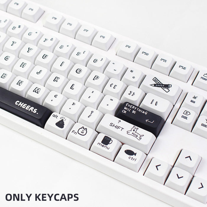 Anymob Keycap Keyboard White Black 130 keys Dye Sublimation Mechanical Switch Touch Clicks