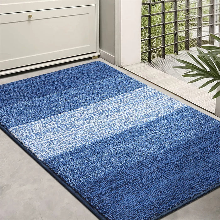 Anyhouz Doormat Navy Blue Stripe Non Slip Dirt Resistant Mat For Kitchen And Bathroom