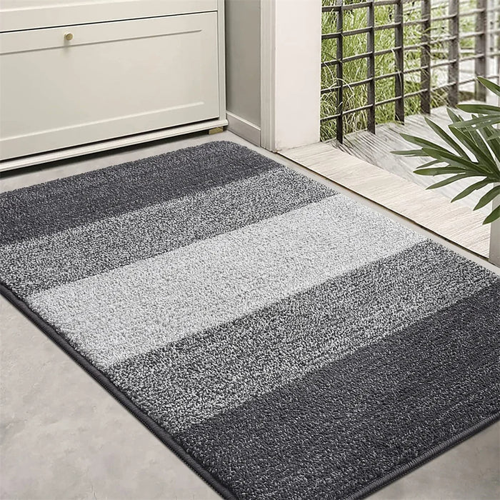 Anyhouz Doormat Gray Stripe Non Slip Dirt Resistant Mat For Kitchen And Bathroom