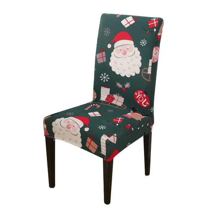 Anyhouz Chair Cover Green Big Santa Head Design with Anti-Dirt and Elastic Material for Dining Room Kitchen Wedding Hotel Banquet Restaurant