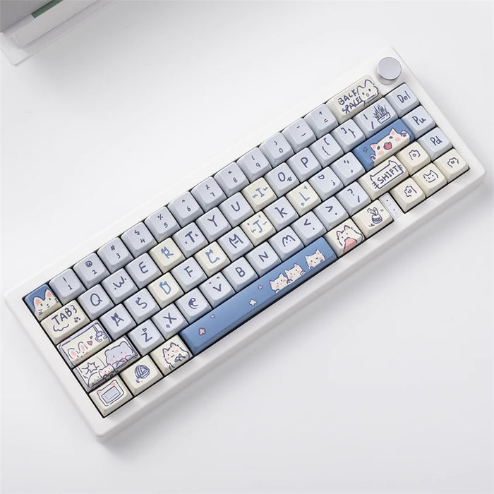 Anymob Keycap Keyboard Sky Blue 66 Keys Sublimation Fit Swtich Touch Clicks