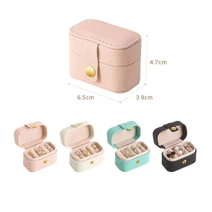 Anyhouz Jewelry Storage Mini Ring Box Portable 2pc Black Organizer Display Travel Simple Mini Gift Case Boxes Leather Earring Necklace Holder