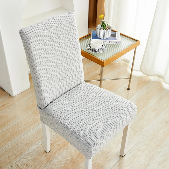 Anyhouz Chair Cover Light Grey Wavey Lines Design with Elastic Material for Dining Room Kitchen Wedding Hotel Banquet Restaurant