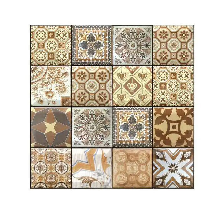 Anyhouz 10pcs Vinyl Tile Self Adhesive Mixed Tile Shape Pattern Waterproof PVC Brick Wall Panels Stickers for Home Decoration