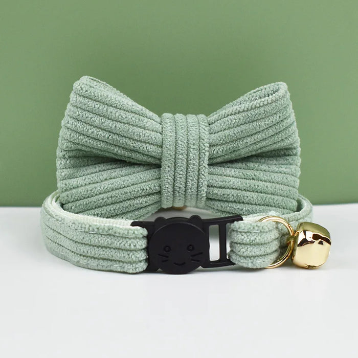 AnyWags Cat Collar Jade Bow Large with Safety Buckle, Bell, and Durable Strap Stylish and Comfortable Pet Accessory