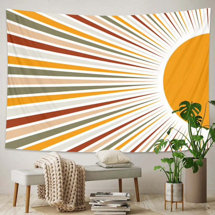 Anyhouz Tapestry Sun Ray 95x70cm Psychedelic Scene Art Hippie Bohemian Decorative Sheet