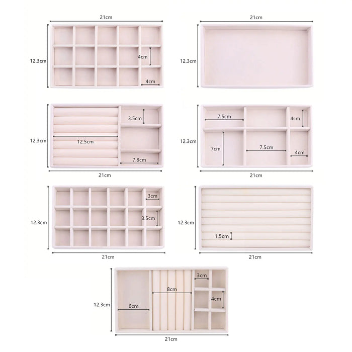 Anyhouz Jewelry Storage Beige Design H Display Tray Drawer Storage Jewellery Holder For Ring Earrings Necklace Bracelet