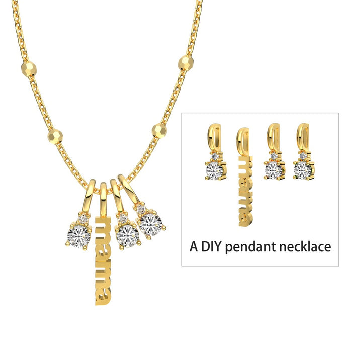 Anyco Necklace 18K Gold Mom Sweet & Cool DIY 925 Silver Mother's Day Gift Necklaces For Women