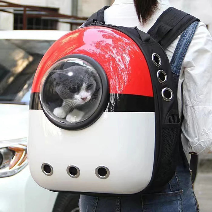 Anywags Pet Carrier White Penguin Print Breathable Space Capsule Travel On the Go Bag For Pet