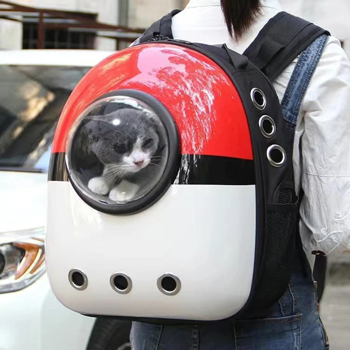 Anywags Pet Carrier Red Cute Cat Print Breathable Space Capsule Travel On the Go Bag For Pet