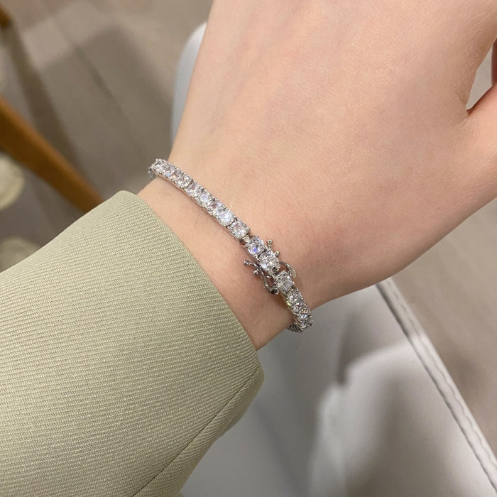 Anyco Bracelet  Mujeres Pulseras Diamond Charm Bracelet Bangles Cubic Zircon Cuban Link Jewelry 925 Silver Tennis Bracelets Women