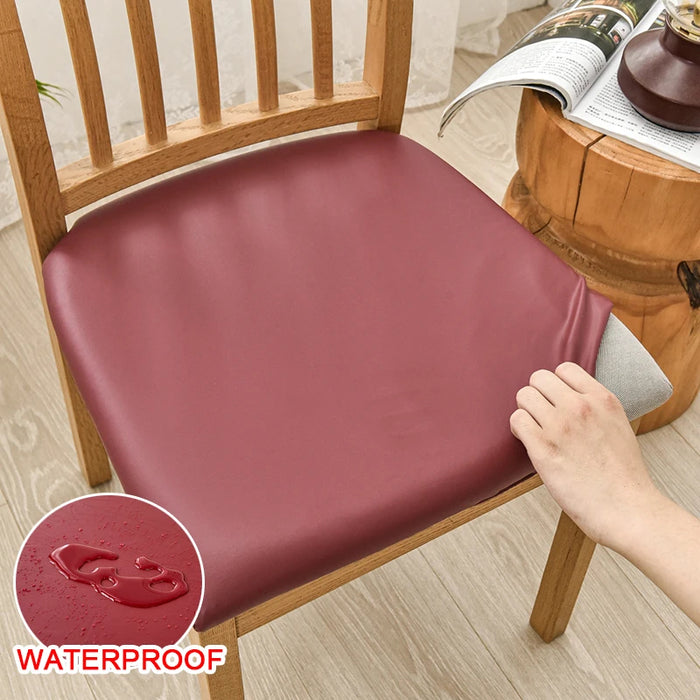 Anyhouz Chair Cover Plain Wine Red Stretch Seat Cover for Home Dinning Kitchen Washable Removable