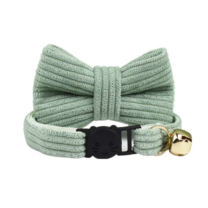 AnyWags Cat Collar Jade Bow Large with Safety Buckle, Bell, and Durable Strap Stylish and Comfortable Pet Accessory