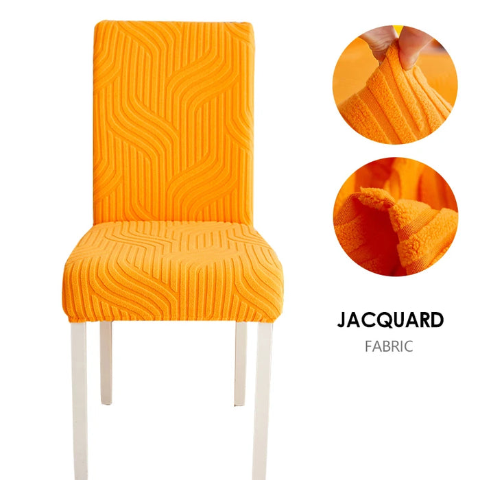 Anyhouz Chair Cover Orange Linear Design with Anti-Dirt and Elastic Material for Dining Room Kitchen Wedding Hotel Banquet Restaurant