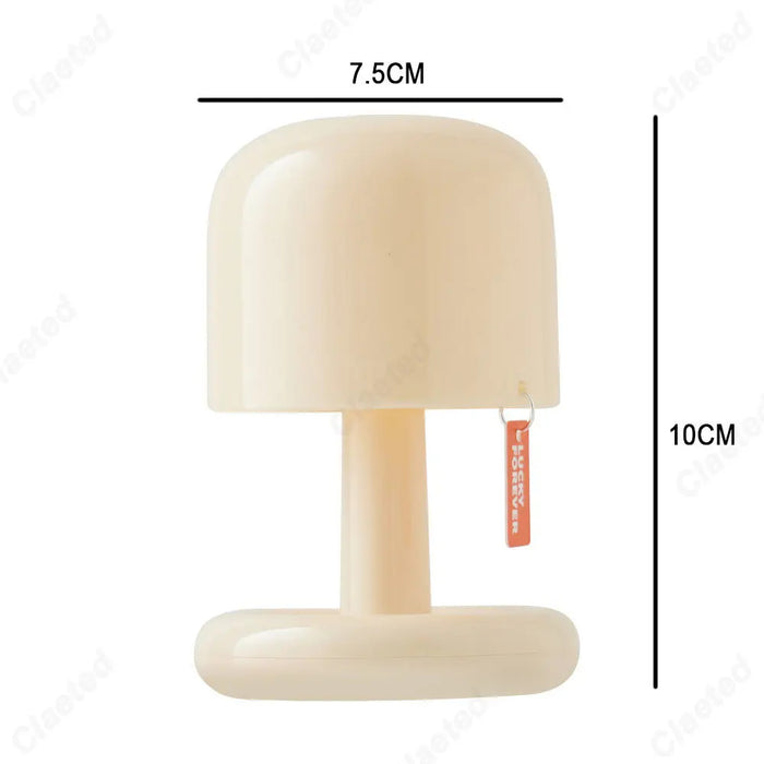 Anyhouz Table Lamp Cream Pixie Shroom Desk Lighting USB Rechargeable For Small Spaces