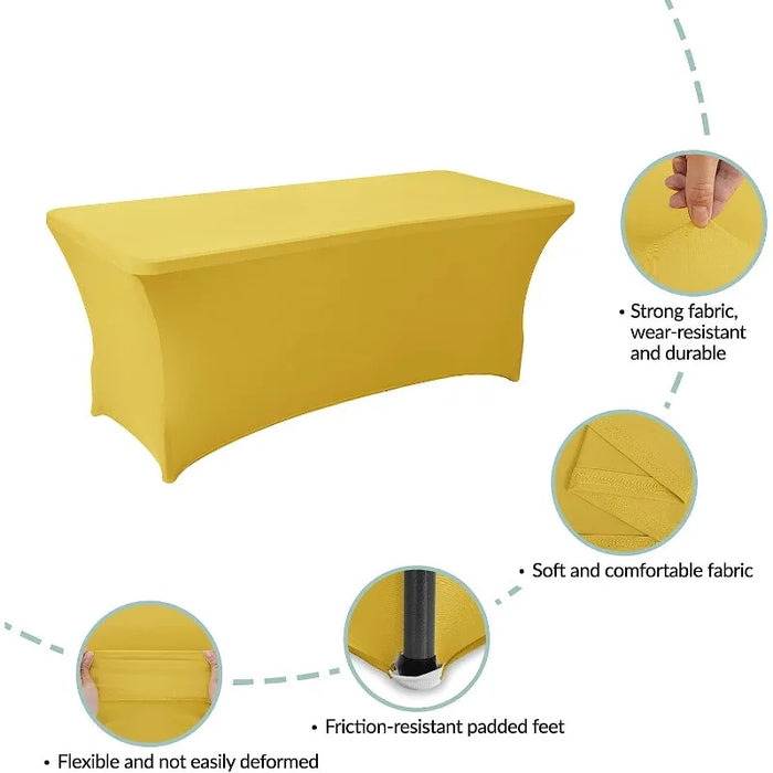 Anyhouz Tablecloth Yellow Stretch Spandex Rectangle Fitted Table Cover Home Party Decoration