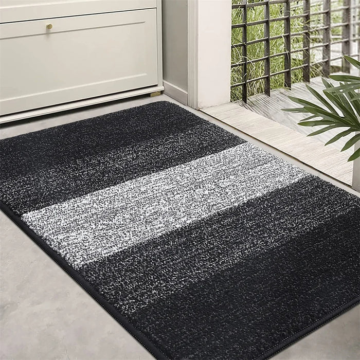 Anyhouz Doormat Black Stripe Non Slip Dirt Resistant Mat For Kitchen And Bathroom