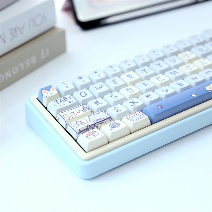 Anymob Keycap Keyboard Sky Blue 66 Keys Sublimation Fit Swtich Touch Clicks