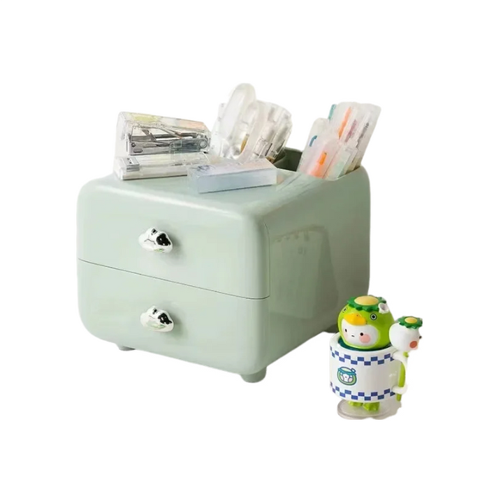 Anyhouz Storage Box Green Mini Desktop Organizer Simple Stationery Drawer with Pen Holder