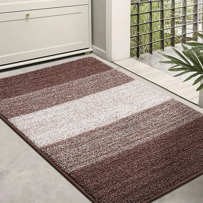 Anyhouz Doormat Brown Stripe Non Slip Dirt Resistant Mat For Kitchen And Bathroom