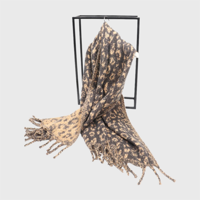 Anyyou Scarf Leopard Cape Cashmere  Winter Pashmina Shawl Tassel Bandana