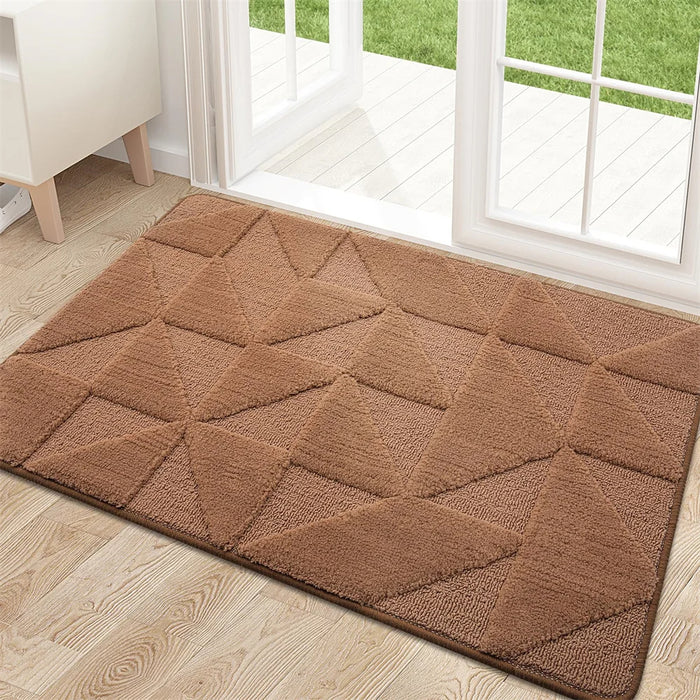 Anyhouz Doormat Brown Geometric Non Slip Dirt Resistant Mat For Kitchen And Bathroom