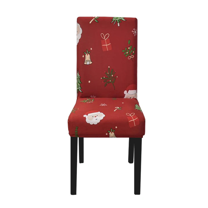 Anyhouz Chair Cover Maroon Santa Gift Tree Design with Anti-Dirt and Elastic Material for Dining Room Kitchen Wedding Hotel Banquet Restaurant