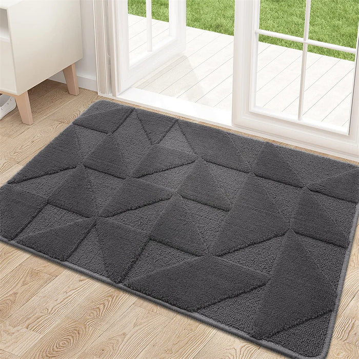 Anyhouz Doormat Black Geometric Non Slip Dirt Resistant Mat For Kitchen And Bathroom