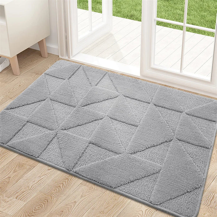 Anyhouz Doormat Gray Geometric Non Slip Dirt Resistant Mat For Kitchen And Bathroom