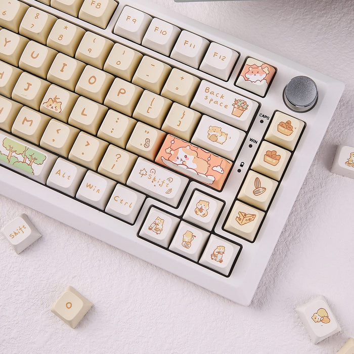 Anymob Keycap Keyboard White 131 Korean Keys Mechanical Switch Touch Clicks Box