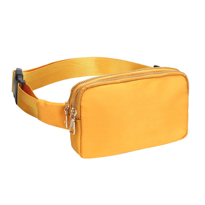 Anypack Waist Bag Yellow Dual Zipper Crossbobdy Belt Bag with Adjustable Strap