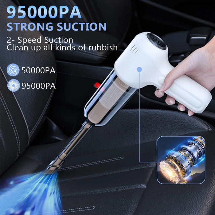 Anymob Vacuum Cleaner White Basic 2 Filters Mini Handheld Portable Blower 2in1 Home Car Appliance