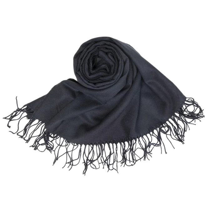 Anyyou Scarf Black Plain Cashmere Autumn Winter Pashmina Shawl Tassel Bandana