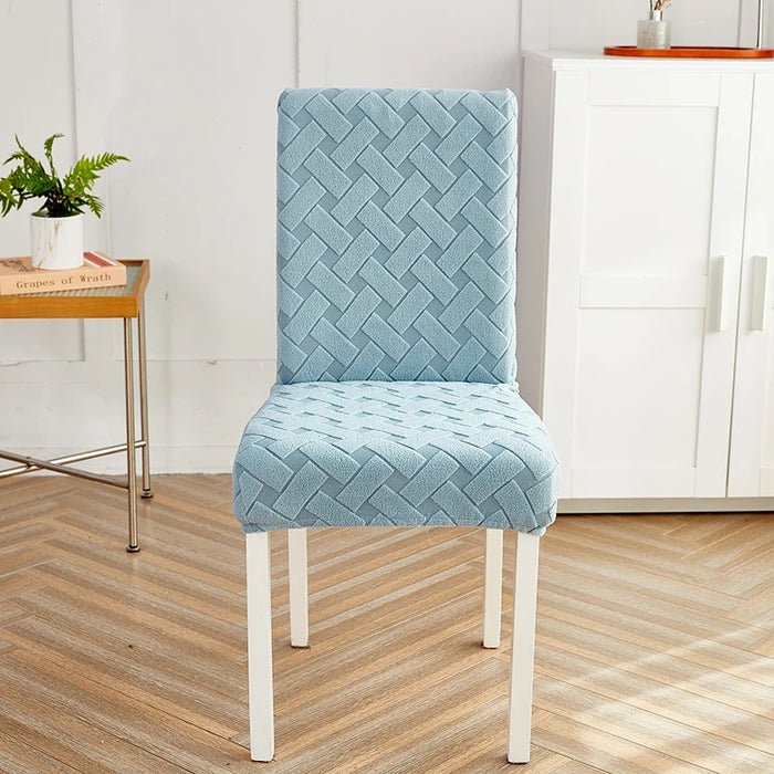 Anyhouz Chair Cover Light Blue Knitted Design with Anti-Dirt and Elastic Material for Dining Room Kitchen Wedding Hotel Banquet Restaurant