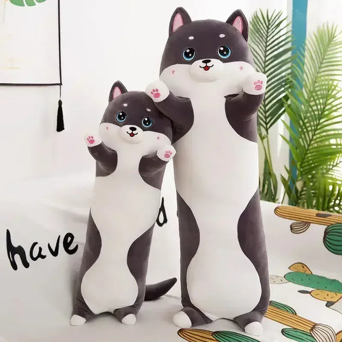 Anyhouz Side Sleeping Body Pillow Gray Lovely Husky Bed Sofa Long Pillow for Children and Adult 130CM