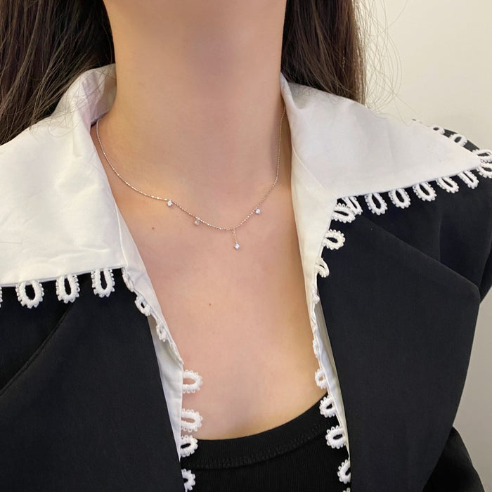 Anyco Necklace 925 Silver for Women Cubic Zirconia Dainty Infinity Pendant Rhodium Platting Jewelry