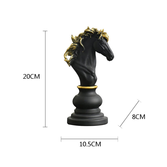 Anyhouz Home Figurine Chess Piece Black Knight Medium Resin for Living Room Desktop Decoration Accessories Gifts