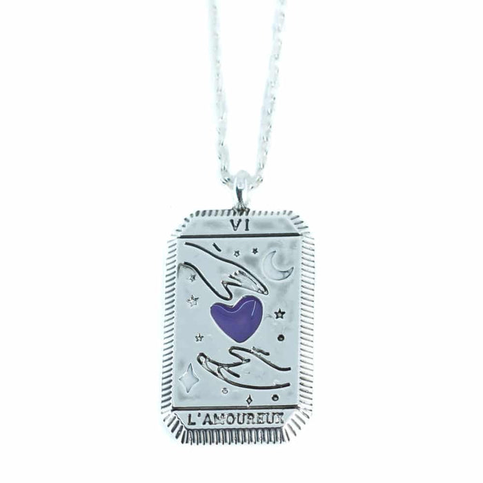 Anyco Necklace 925 Silver for Women Couple Purple Heart Rhodium Platting Jewelry